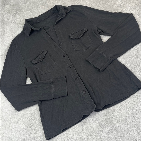 Nili Lotan Tops - NEW Nili Lotan 100% Cotton S Charcoal Gray, Black Button Down Shirt